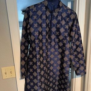Men’s Navy Blue and Gold Kurta